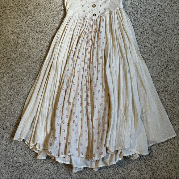 Free People AMANDA METALLIC LUREX STRIPE Strapless Cotton DRESS (M) in cream - Picture 7 of 12